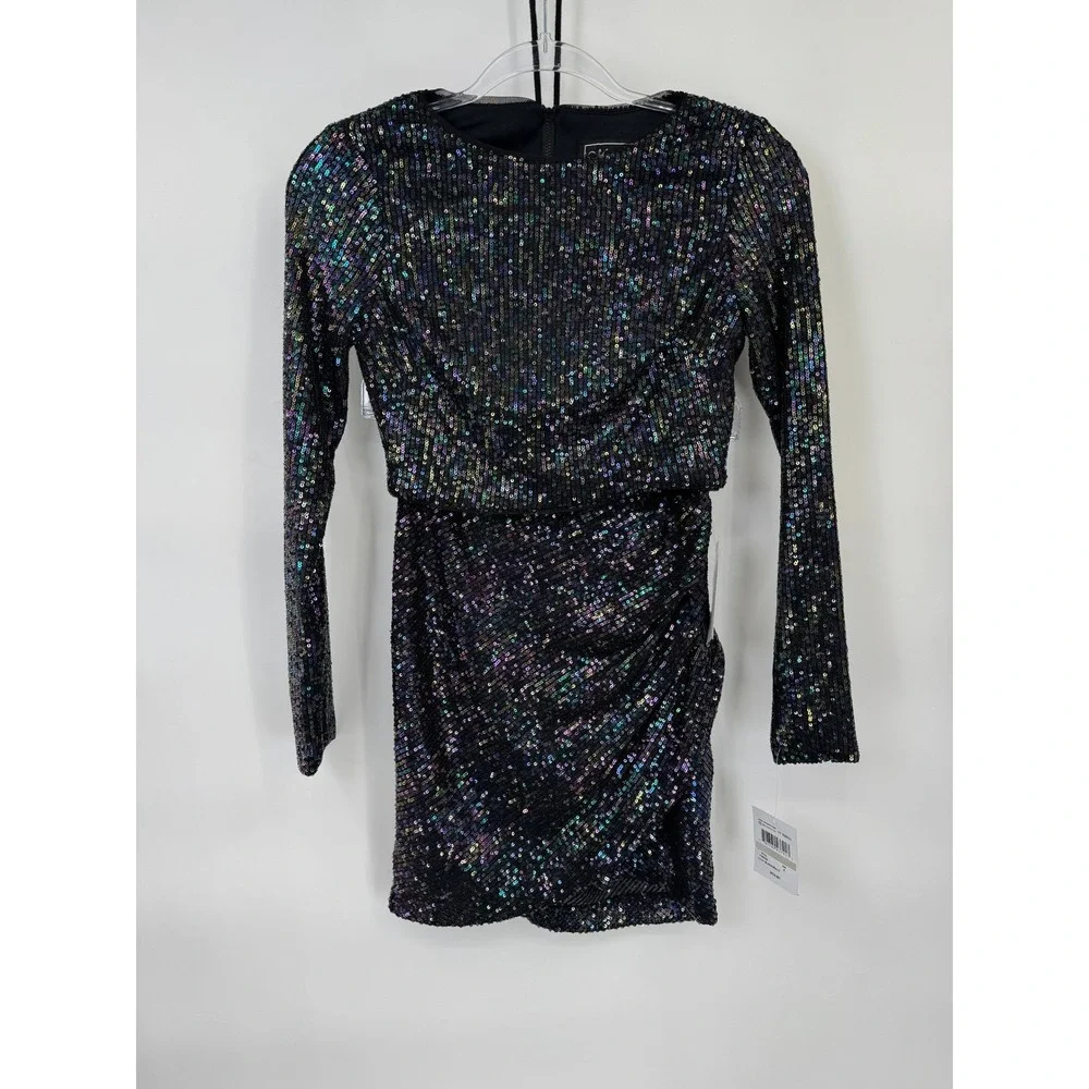 Morgan & Co Homecoming 2-pc Skirt Set Womens 0 Black Multi Sequin Party Glam NWT